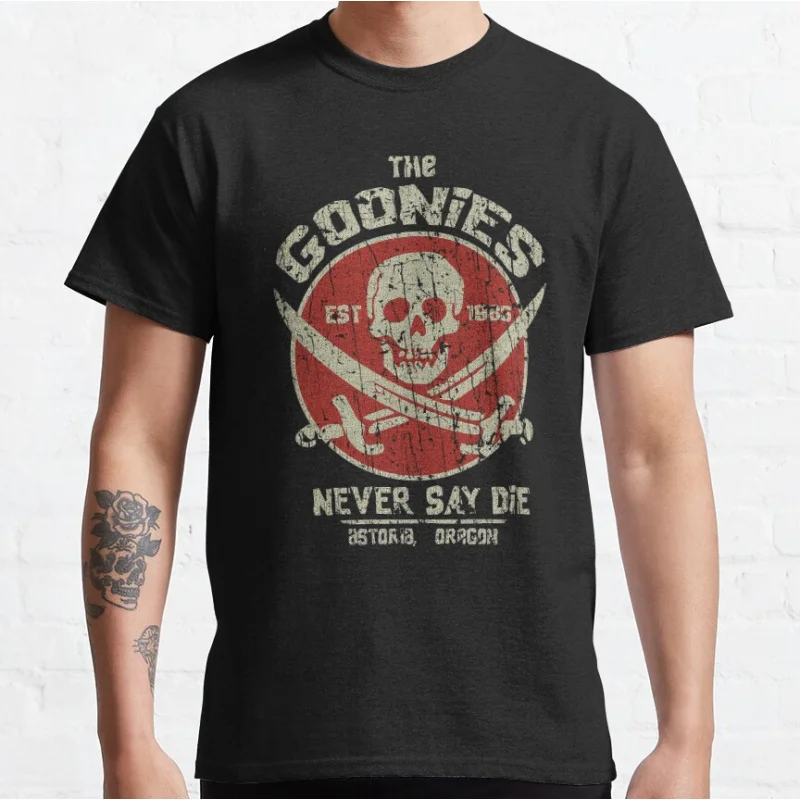 

RETRO STYLE FILM 80S 1985 Vintage Film The Goonies Never Say Die Gift clothing crewneck T-shirt large size Adult Tops S-6xl