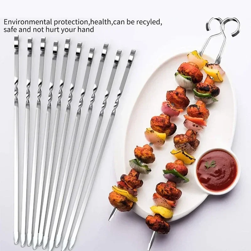 5PCS Stainless Steel BBQ Holder Household BBQ Barrel Skewer Grill Needle Grill Fork Lron Grab Box Set Of Tools For Outdoor BBQ