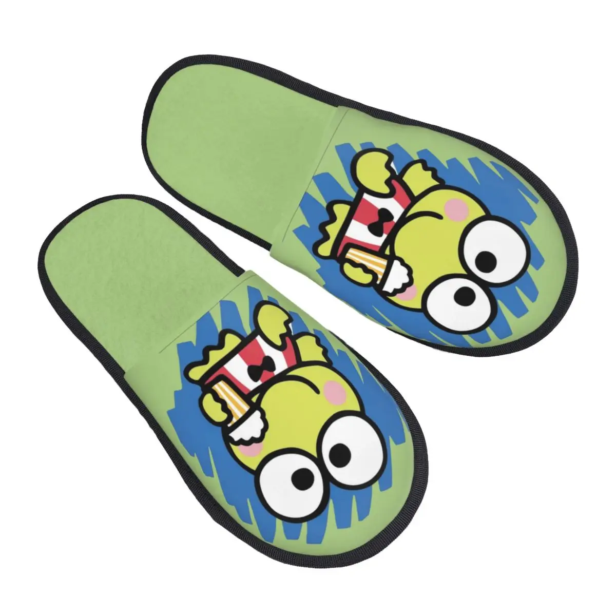 

Custom KeroKeroKeroppi Popcorn House Slippers Women Soft Memory Foam Slip On Hotel Slipper Shoes
