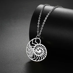 LIKGREAT Ammonite Shell Spiral fossil Pendant Nautilus Women Necklace Charm Fossil Jewellery Fibonacci Spiral Pendant Necklace