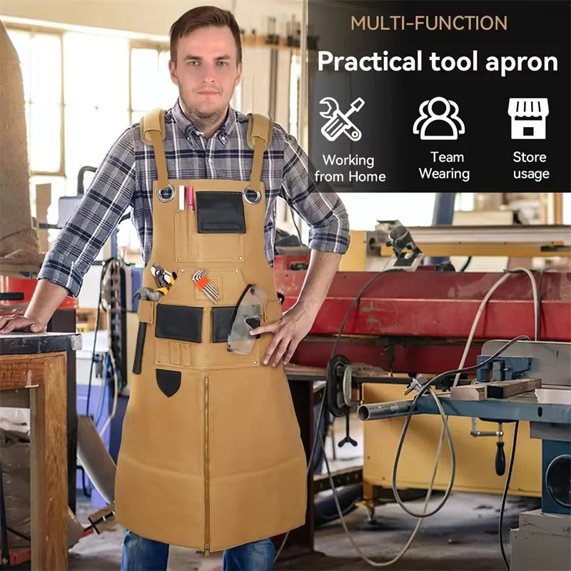 【الأكثر مبيعًا】BSCI C-مخصص للرجال والنساء طويل مقاوم للماء وقابل للتعديل 16 أونصة قماش مشمع أداة العمل #4