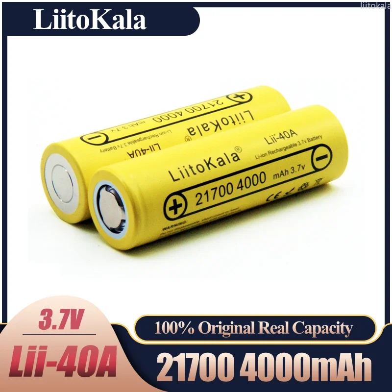 LiitoKala Lii-40A 21700 4000mAh 3.7V Rechargeable Li-ion Battery  40A High Drain Battery 10C Discharge