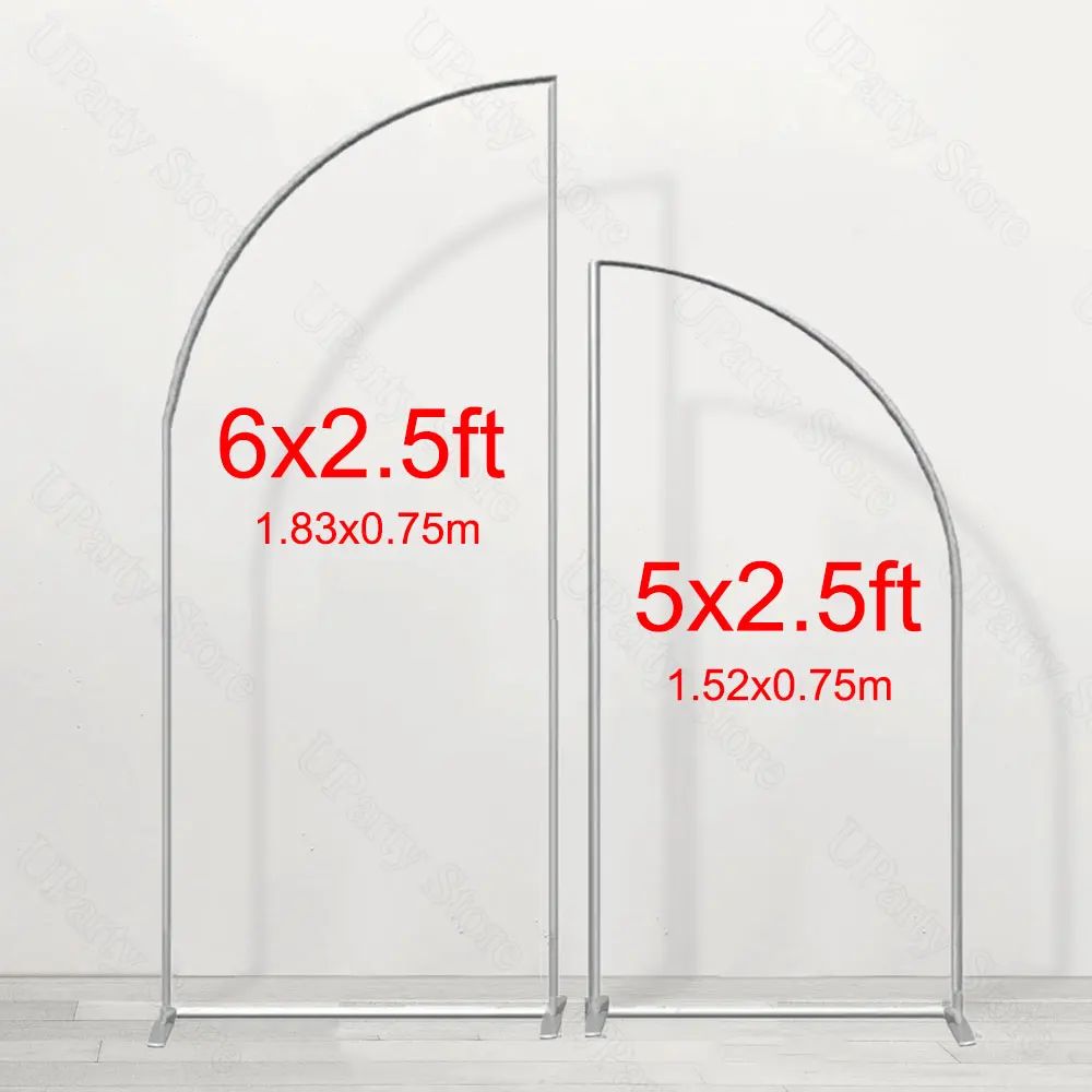 5/6ft Silver Chiara Arch Stand Aluminum Alloy Half Moon Metal Wedding Backdrop Frame Stand Arches for Birthday Baby Shower Decor