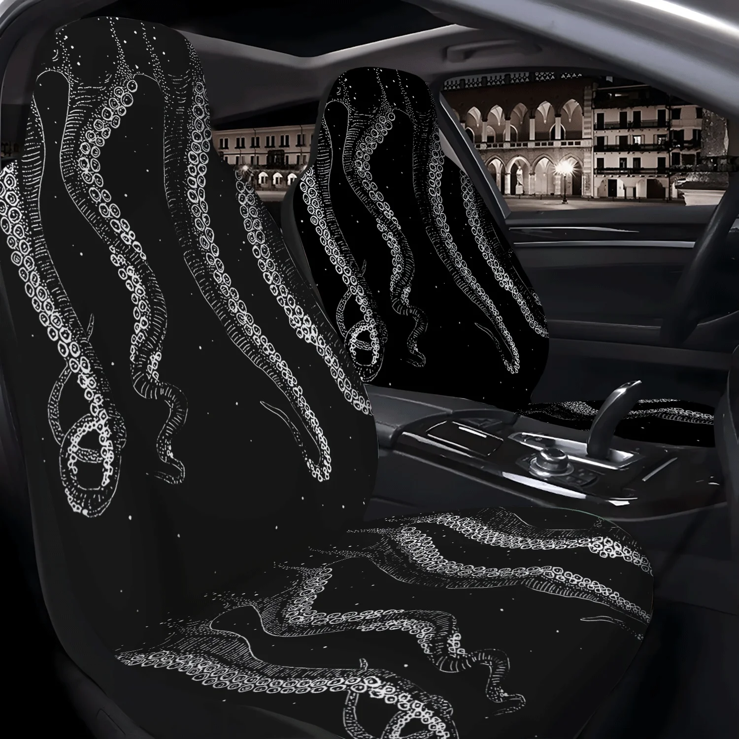 2pcs Octopus Tentacle Pattern Car Seat Covers, Suitable For Front Seats, Easy To Install And Clean, For Cars, SUVs, Trucks, And