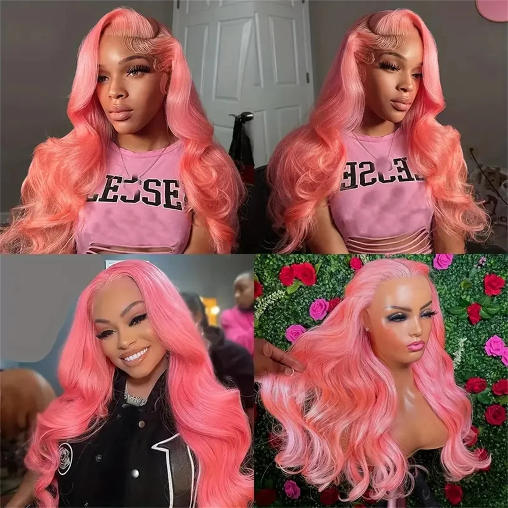 13x4 HD Body Wave Lace Front Wig for Women Choice Pink Brazilian Remy Hair 13x6 Hd  Lace Frontal Human Hair Wig 18-34inch