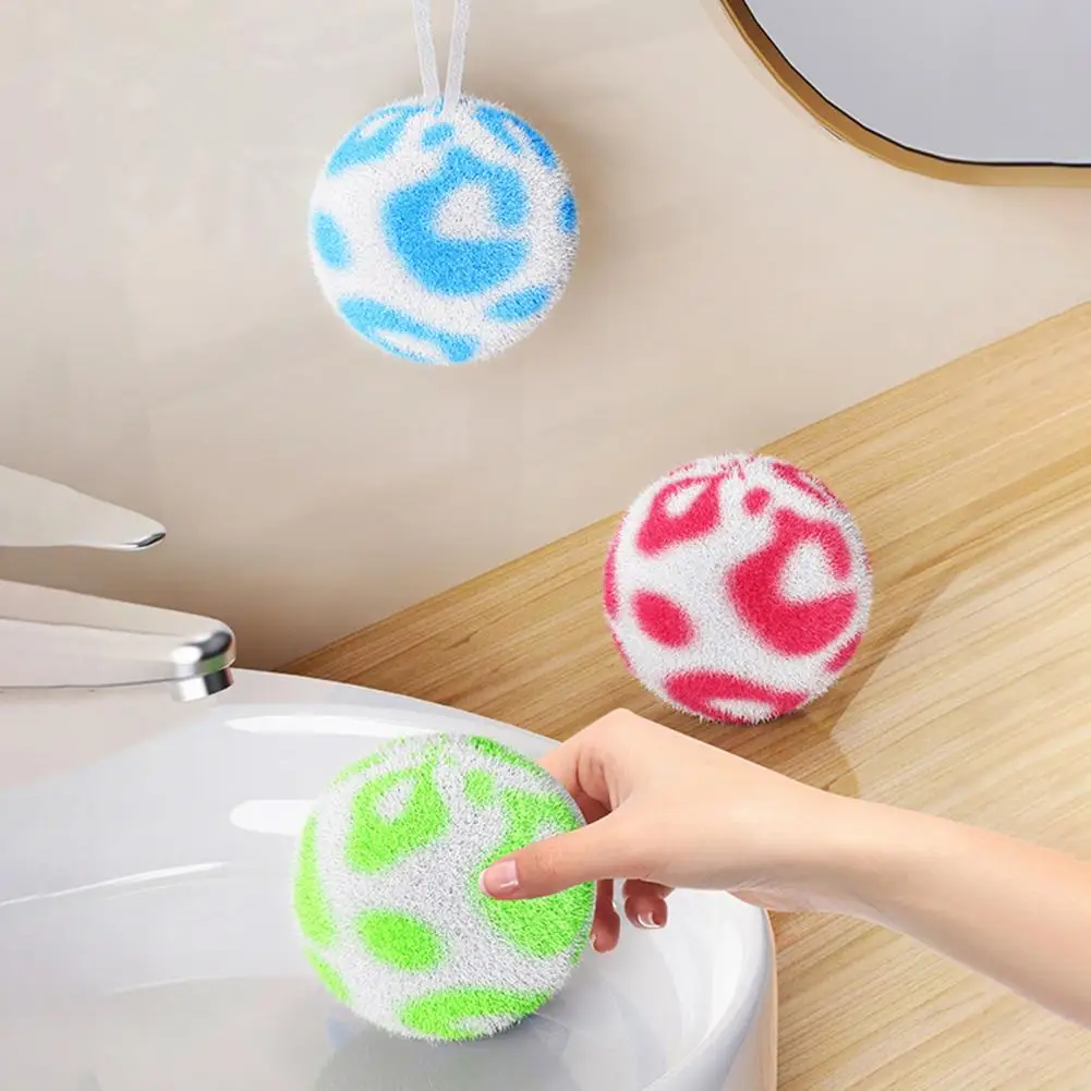 Stain Remover Ball Reusable Non-scratch Ball Handmade Knitted Fiber Scrubber Durable Dish Sponge for Kitchen Bathroom Faucets