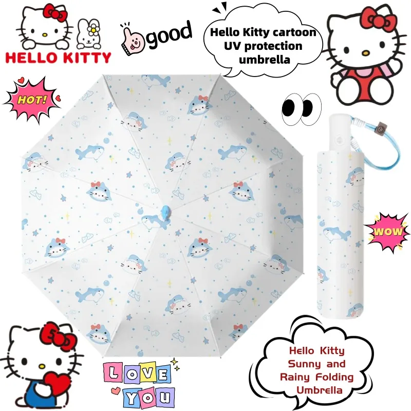 

Новый Sanrio Hello Kitty мультфильм милый кавайный складной зонт двойного назначения креативный анимационный периферийный солнцезащитный козырек с защитой от ультрафиолета
