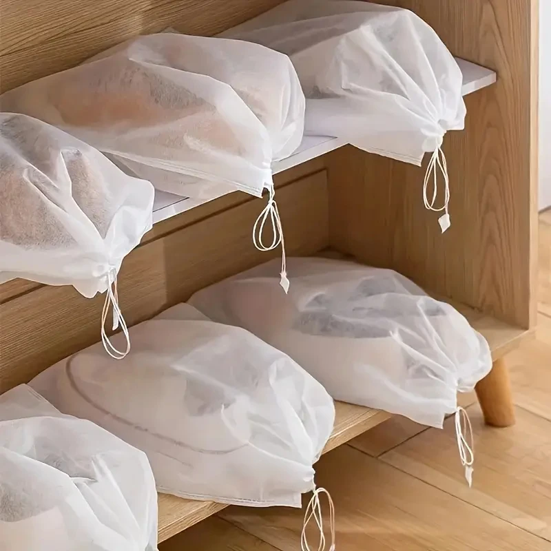 5/10/20PCS Shoe Storage Bag White Home Travel Non-woven Fabric Drawstring Anti Yellow Dustproof Drying Portable Shoe Storage Bag