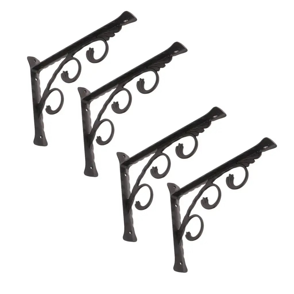 Aluminum Alloy Shelf Bracket Black Finish L Shaped Supporter for Galvanized Metal Shelves in Hotel