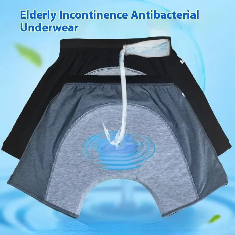 Washable Diapers Underwear Elderly Men Waterproof Panties Bed Paralysis, Incontinence Leak-proof Boxers Trousers Patient Clothes