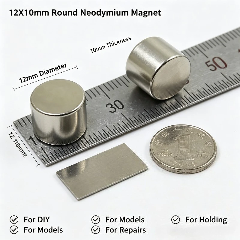 12x10mm Neodymium Magnet Strong Round Disc Rare Earth Permanent Magnet for Fridge Cabinet Memo Photo Organizing DIY 12*10mm