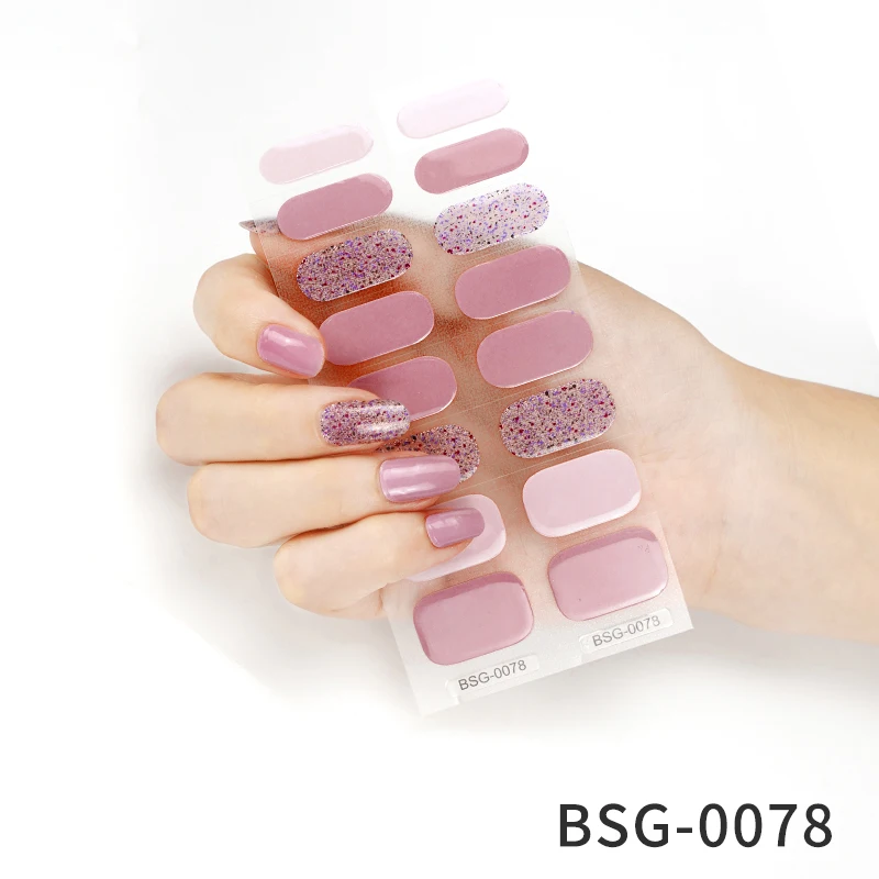 Solid Color Semi-Cured Gel Nail Wraps Simple Color Adhesive Waterproof Long Lasting Gel Nail Stickers Harden In UV Lamp Need