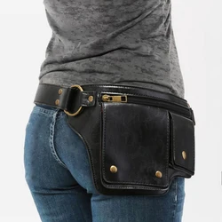 Punk motocicleta estilo cintura saco, Retro Outdoor Sports ajustável cinto saco, Moda Fanny Pack, Legal