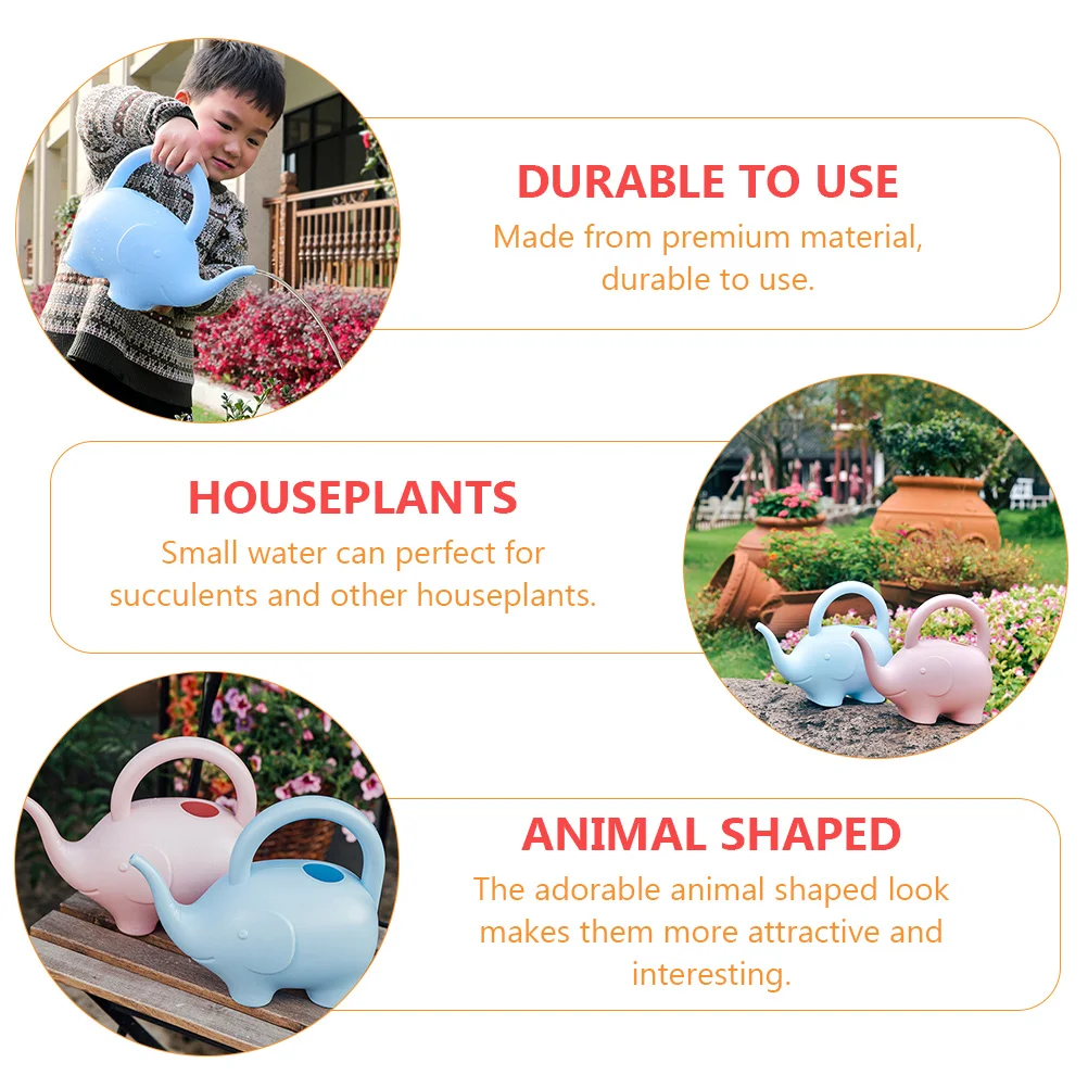 

2Pcs Elephant Kids Watering Can Durable Ergonomic Blue Small Succulents Plants Gardening Tool Cartoon Sprinkler