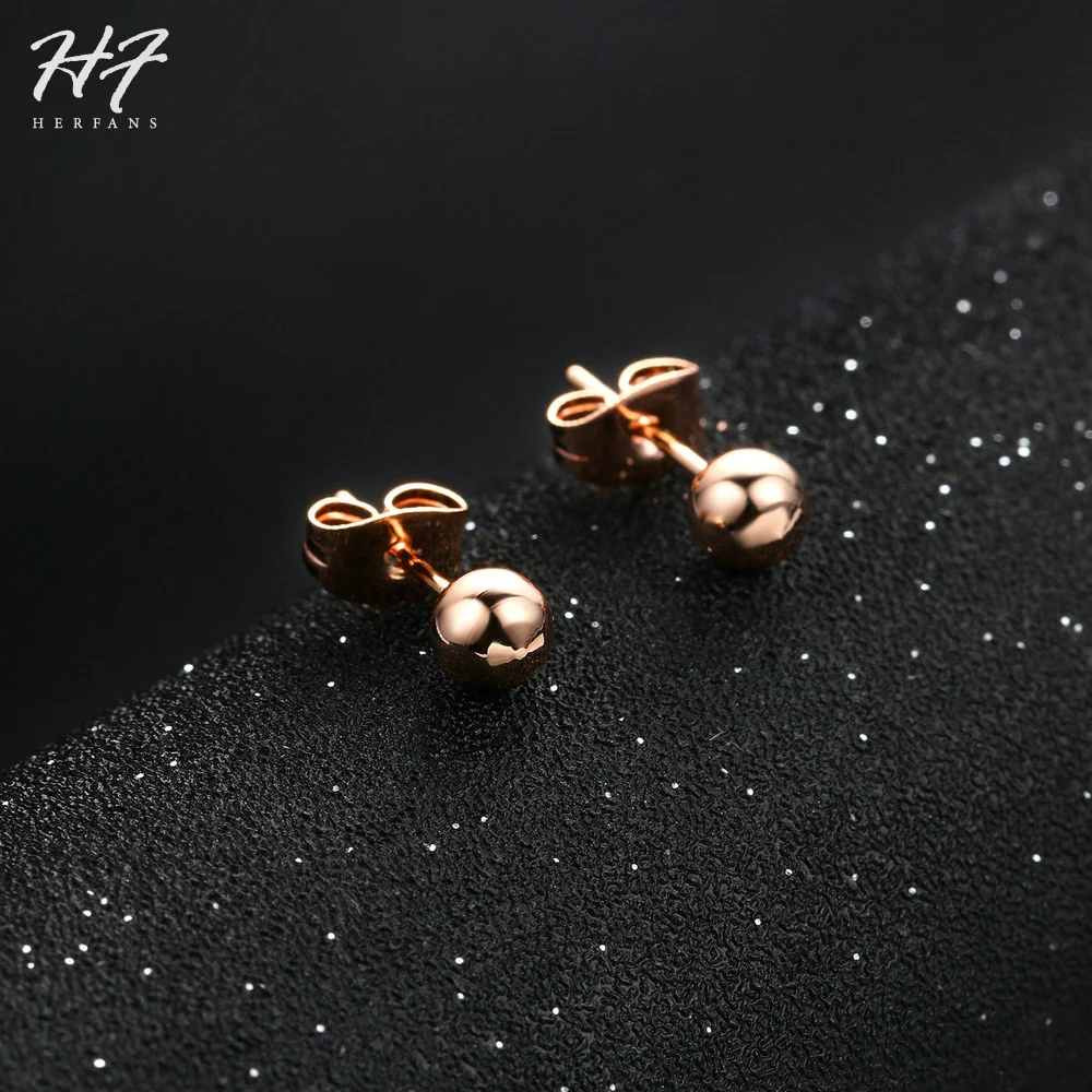 Simple Little Bean Shaped Stud Earring For Women Rose White Gold Color Metal Fashion Jewelry Gift For Girls Daily Party E445