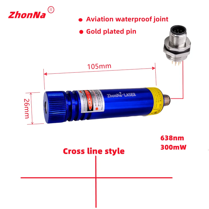 660nm Red Woodworking and Stone Cutting Equipment Laser Positioning  Module 200mW Horizontal Line and Cross Optional DC3V to 24V