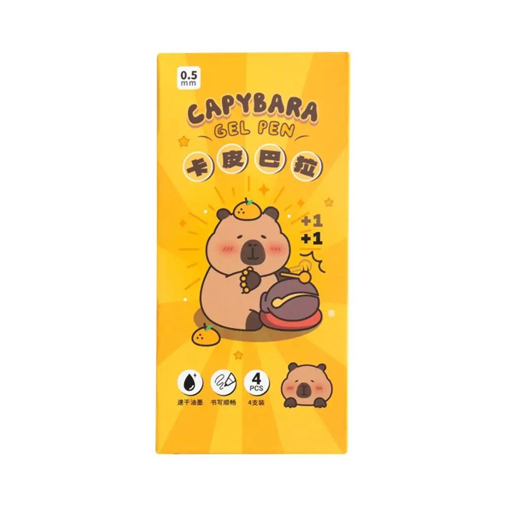 

4 шт./компл., новая пластиковая гелевая ручка 0,5 мм, быстросохнущая ручка с капибарой, школьные канцелярские принадлежности, черная гелевая ручка с черными чернилами