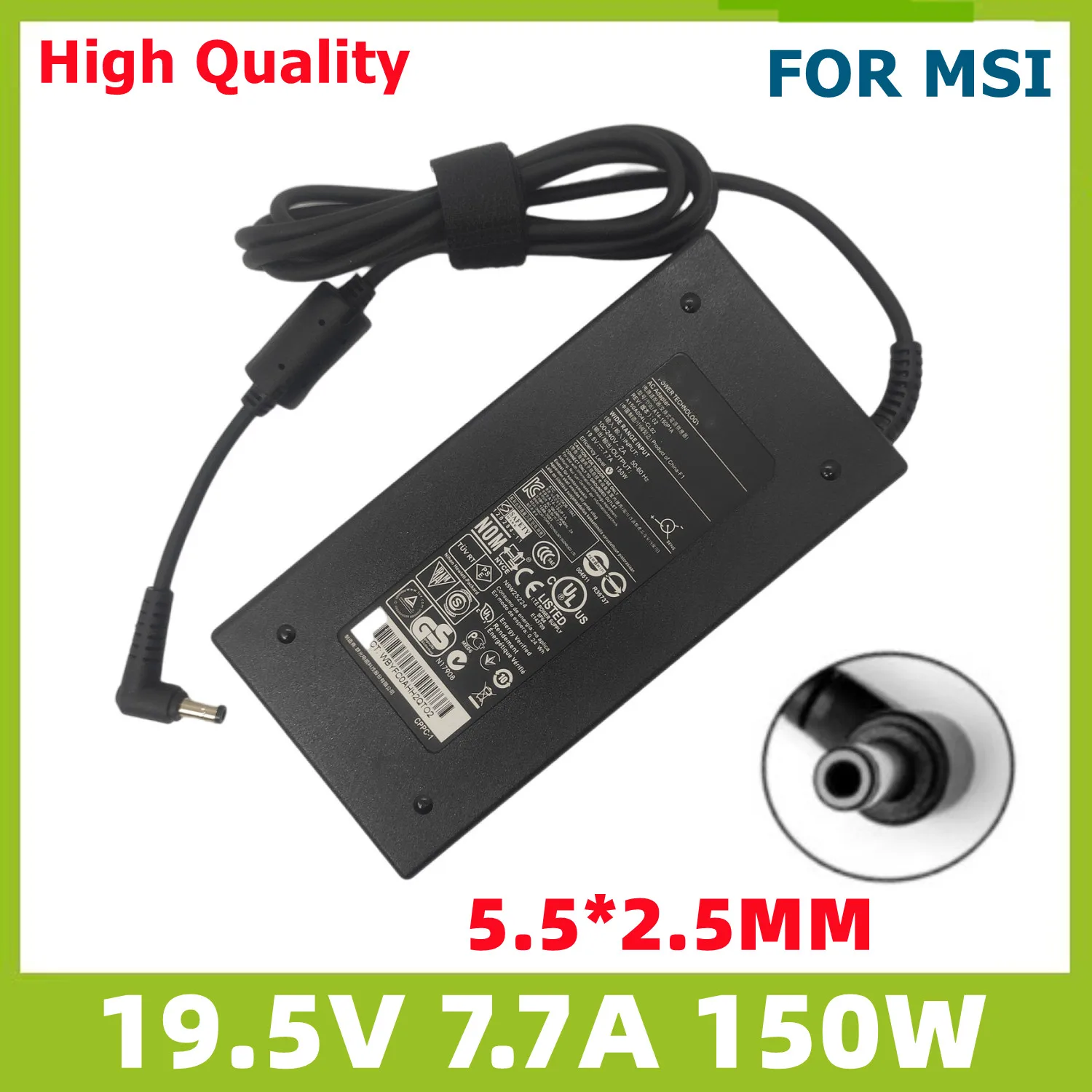 

19.5V 7.7A 150W 5.5*2.5MM Power Ac Adapter A14-150P1A Z7-I7 Laptop Charger for MSI GS60 GS70 GF62 7RE MS-16J9 Po3 G73Jh-X5 G73Jw