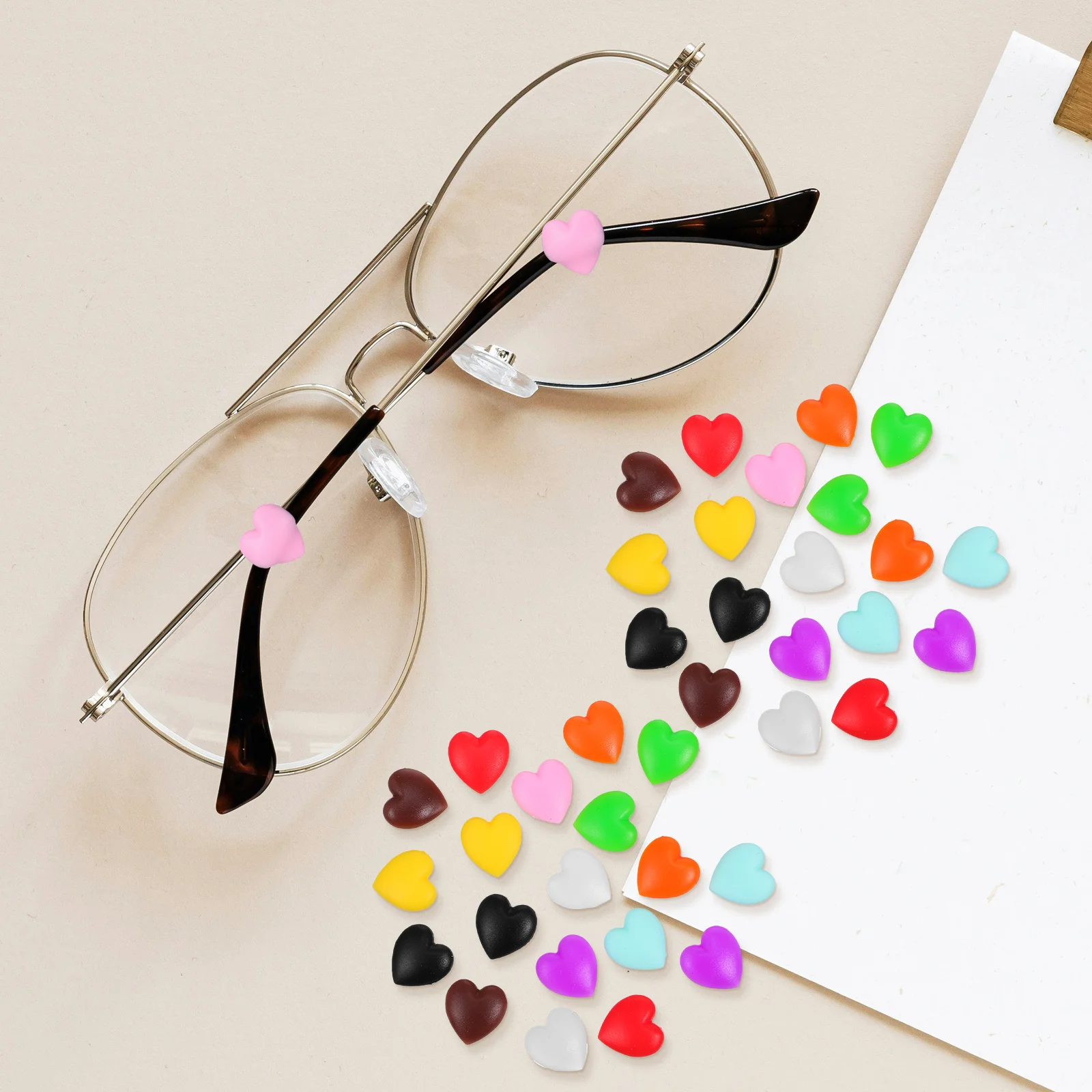 

20Pcs Glasses Ear Grips Silicone Heart Shape Ear Pads Easy Install for Eyeglasses Sunglasses Holders Prevent Glasses Sliding