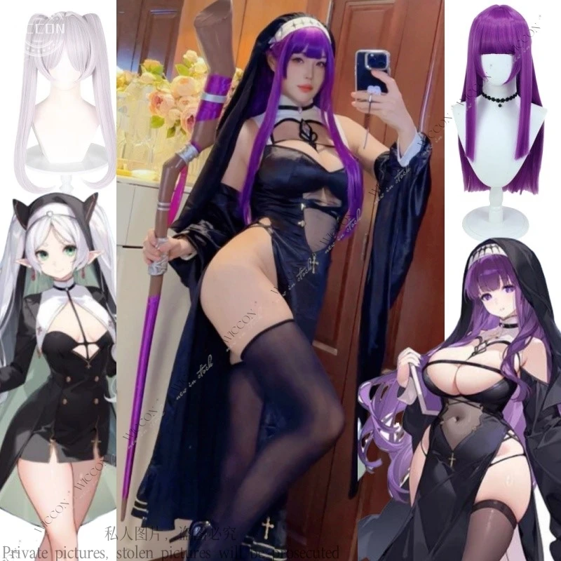 Anime Frieren: Beyond Cos Journey's End Cosplay Costume Wig Second Creation Frieren Fern Sexy Nun Role Play Adult Woman Party