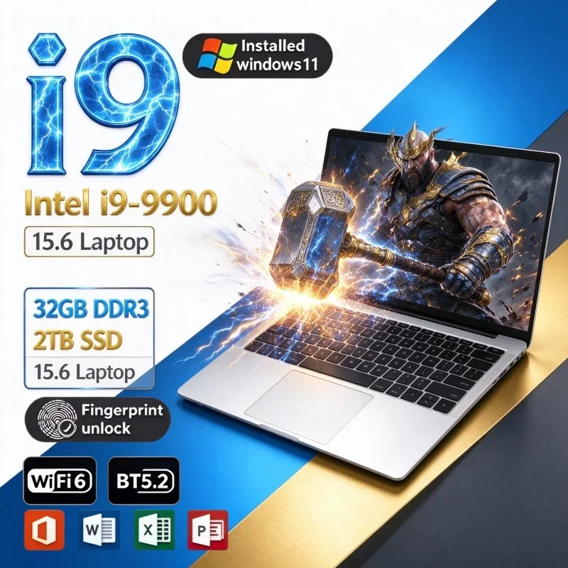 Hot New 2026 15.6 Inch Reliable Premium Notebook Intel i9-9900 120Hz FHD IPS 16/32GB RAM 2TB SSD Win11 PC