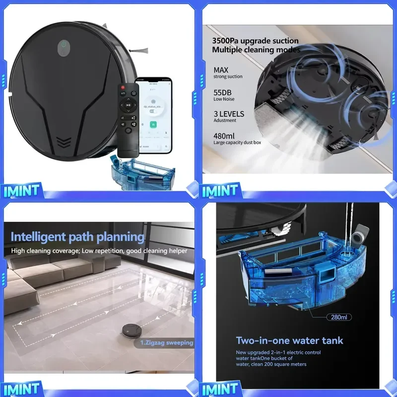 High Quality Commercial & Home Use Rechargeable WiFi Vacuum and Mop Cleaner for Hard Floor Cleaning