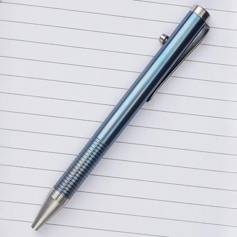 new-blue-titanium-alloy-multifunctional-gen-pen-silver-gray-black-05mm-refill-kawaii-pens-stationery-rollerball-pens-writing