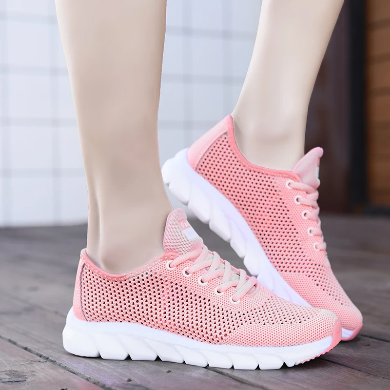 2022 Summer New Ladies Sneakers Breathable Lightweight Outdoor Running Sneakers Ladies Solid Color Tennis Ladies Casual Shoes