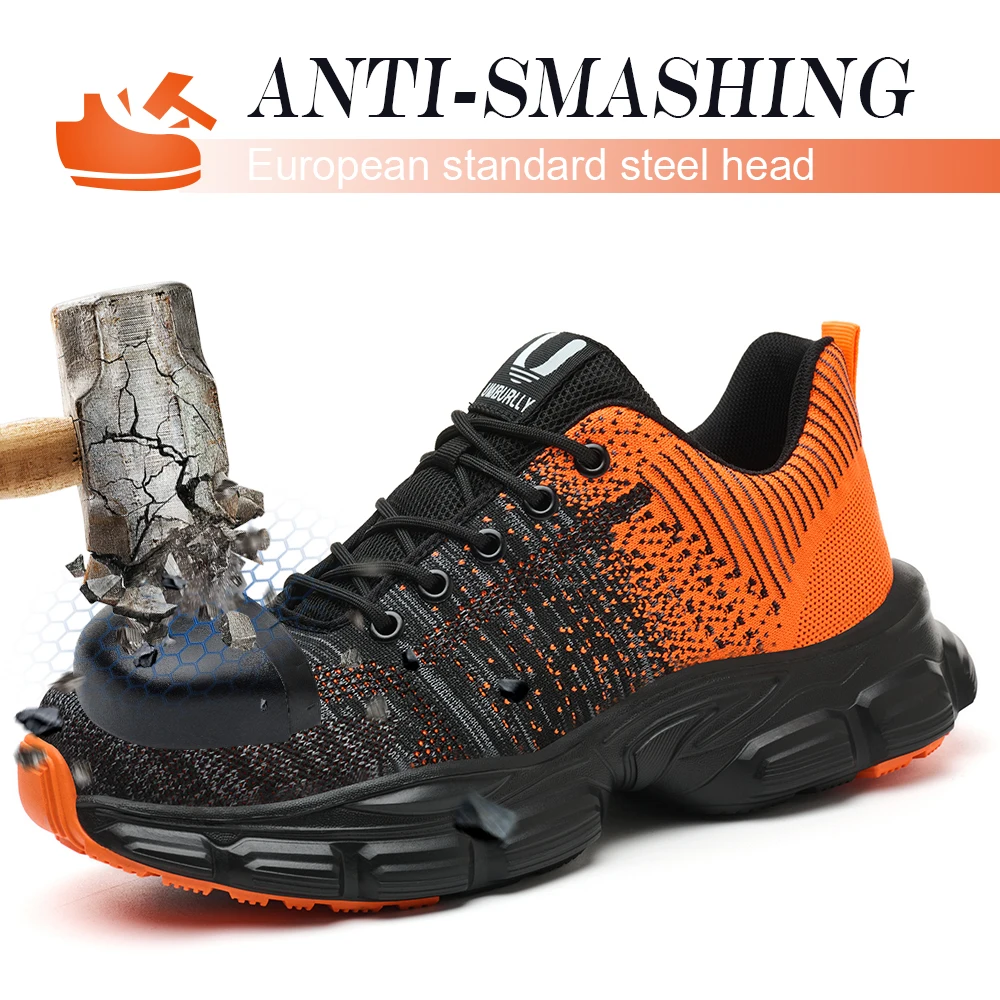 Lightweight Safety Shoes Men 6 colour Work Sneakers For Men Women Steel toe shoes Puncture-Proof Protection Shoes Security Boots