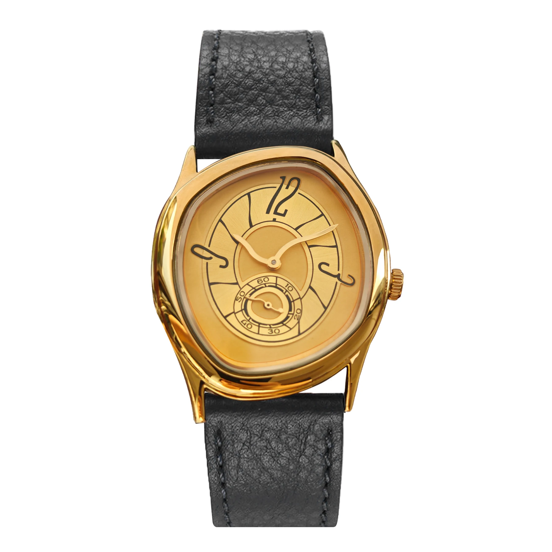 Lrregular Twisted Melted European Fashion Quartz Watch Personality Niche Unisex PU Leather Strap Pin Buckle Waterproof for Men
