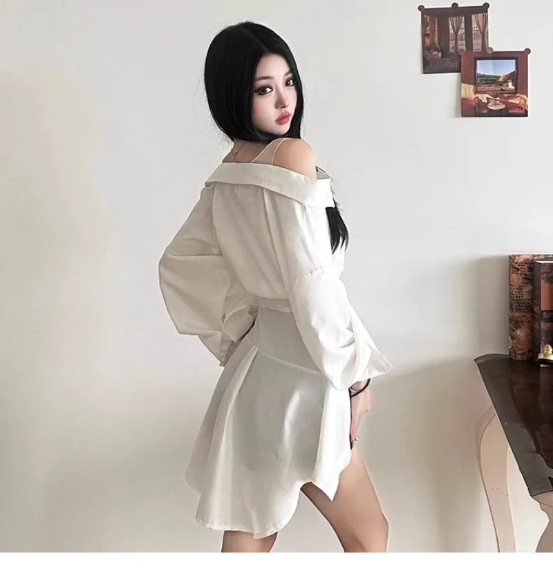 suki rose toy Korean Fashion Aesthetic Dress Outfits Vintage Robe Korean Fashion Sexy  Casual Shirt Dress For Women main image 0