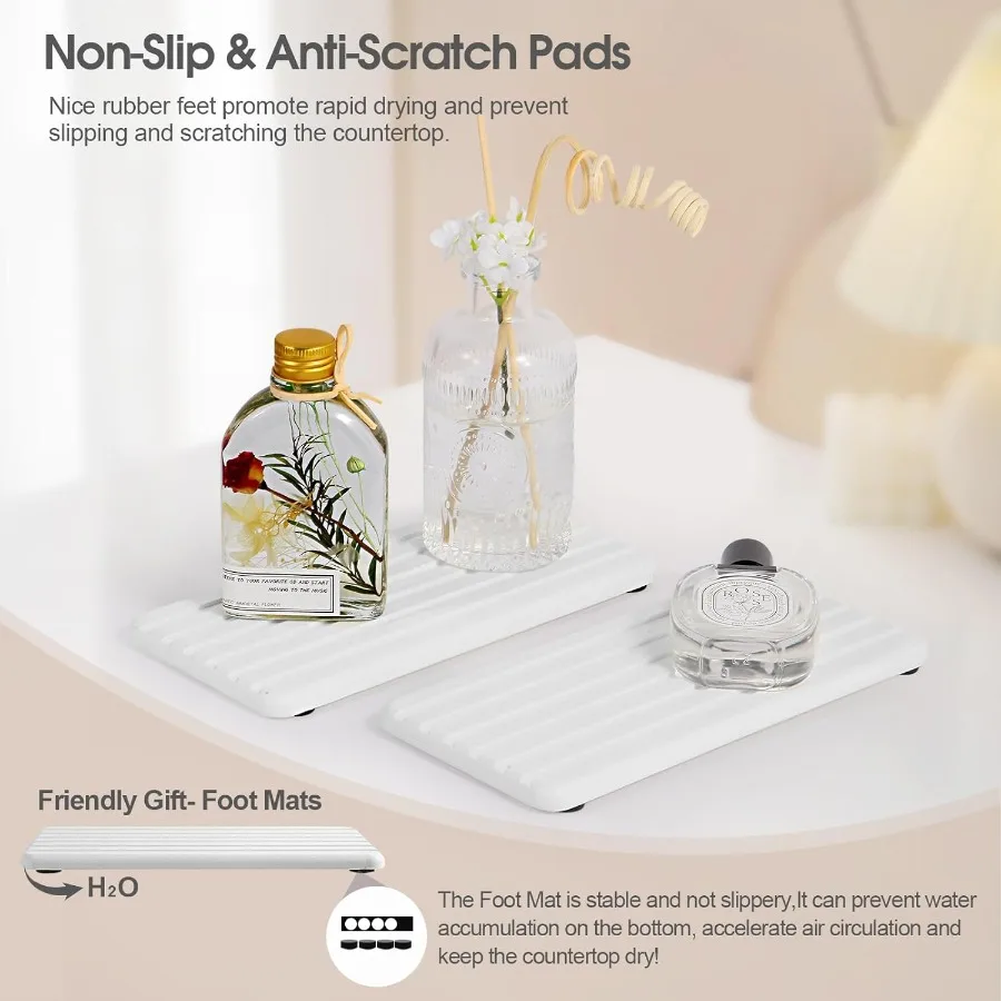 Sink Caddy 2Pcs Instant Dry Kitchen Sink Organizer Sponge Holder for Kitchen Sink Diatomaceous Pedestal Stand Riser with Silico