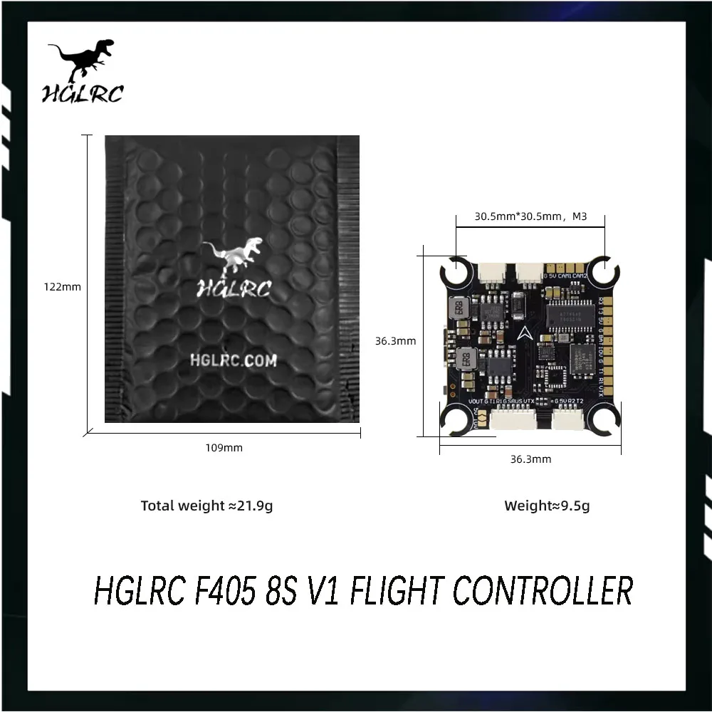 

HGLRC F405 8S V1 High Precision Flight Controller - for FPV Racing Freestyle Drone Quadcopter