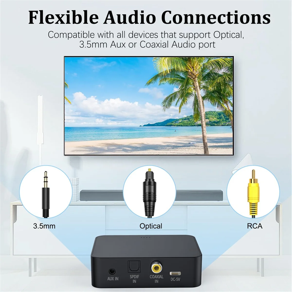 Efficient Bluetooth 5.0 Transmitter Receiver for TV to Headphones