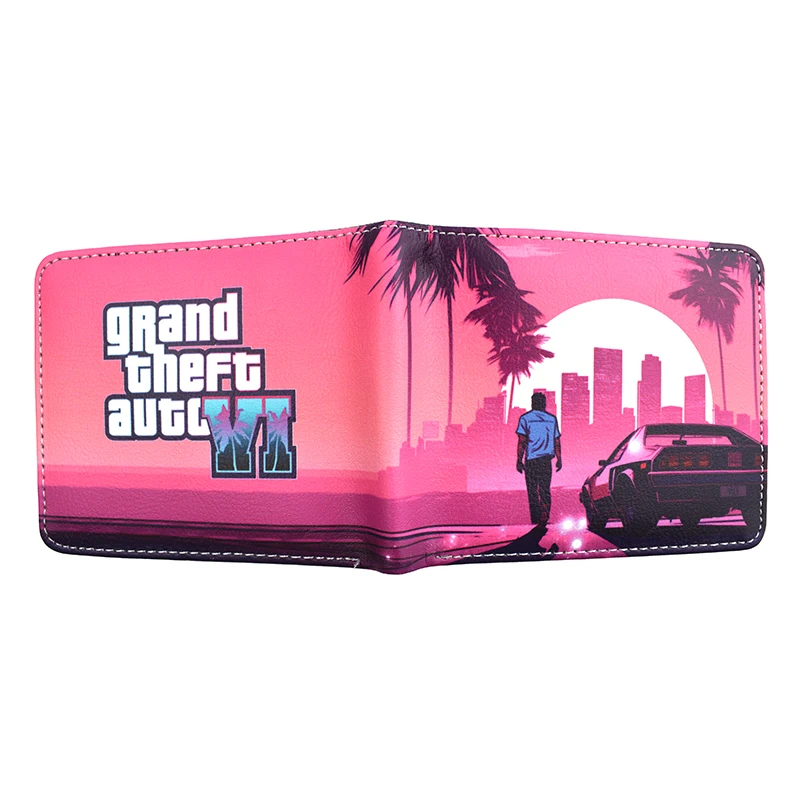 Game Grand Theft Auto VI Wallet Men\'s Short Purse with Zipper Coin Pocket