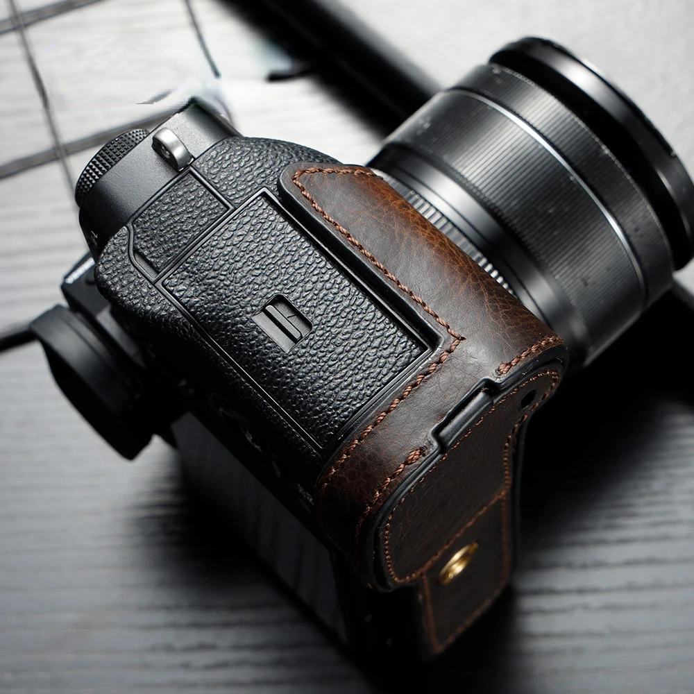 후지 필름 XT2 XT3 카메라 바디 슈트용, 정품 가죽 카메라 케이스 핸들 하프 백