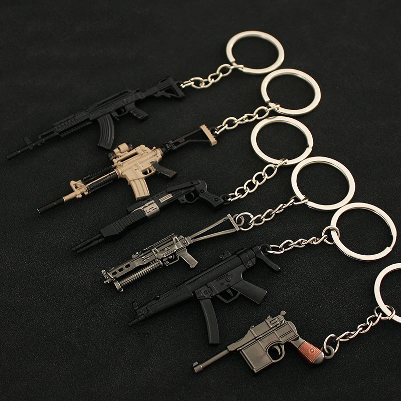 Brelok do kluczy Mini Gun Model MK47 Biżuteria Broń Metalowy brelok do kluczy Chaveiro Torba Uchwyty na klucze samochodowe Prezent dla dzieci Mężczyźni