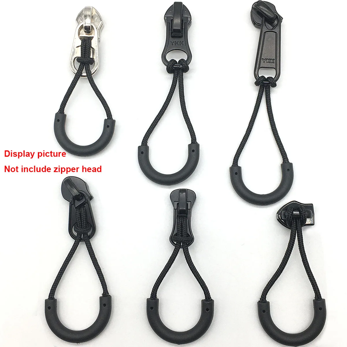 10pcs Plastic Zipper Pulls Cord Zip Puller Clip Durable Replacement Ends Lock Clothing Backpack Luggage Accessories Black