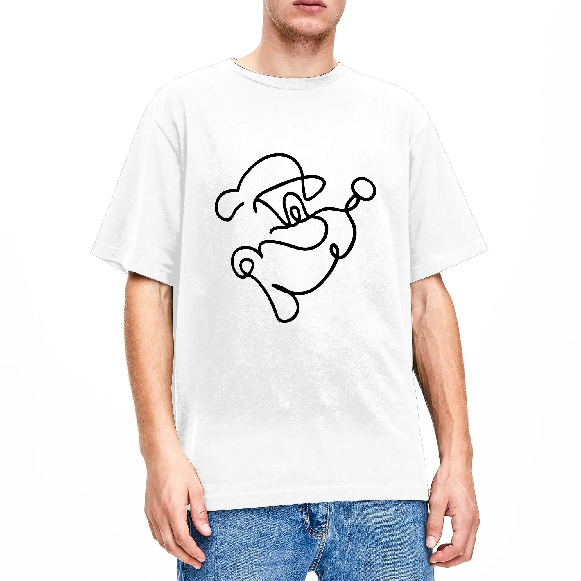 Cartoon Bluto and Olive Oyl Character T-Shirts Men  Fashion Pure Cotton Tee Shirt Round Neck Short Sleeve T Shirt Unique Tops
