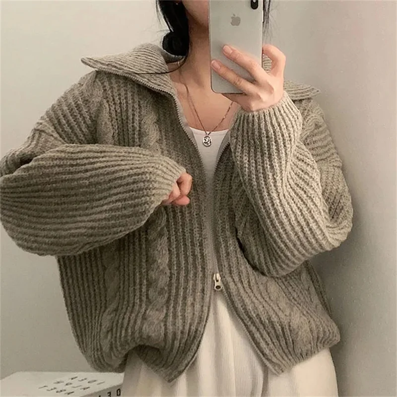 

Женский шикарный свободный вязаный свитер с высоким воротником, осень-зима, новый топ в стиле ретро с кисточками на молнии, трендовый топ Faion