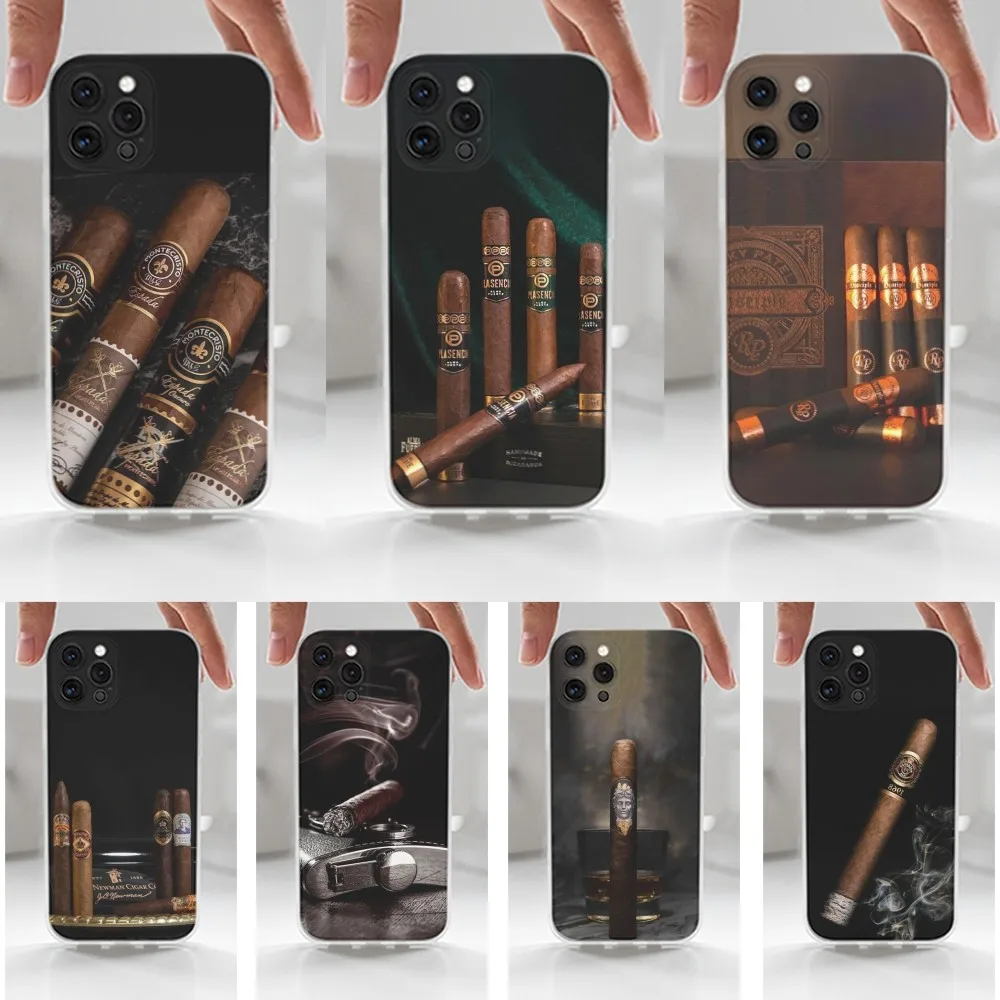 Cigar Cigarette   Phone Case For iPhone 16,15,14,13,12,11 Plus,Pro,Max,XR,XS,X,7,8 Plus,SE,Mini,Transparent,Silicone Case