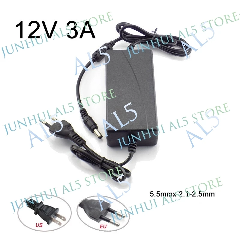 1/2/5pcs 12V 3A Power Adapter AC to DC 100V-240V Supply Converter Charger 3000mA 5.5mmx 2.1-2.5mm For LED Strip CCTV Camera B5