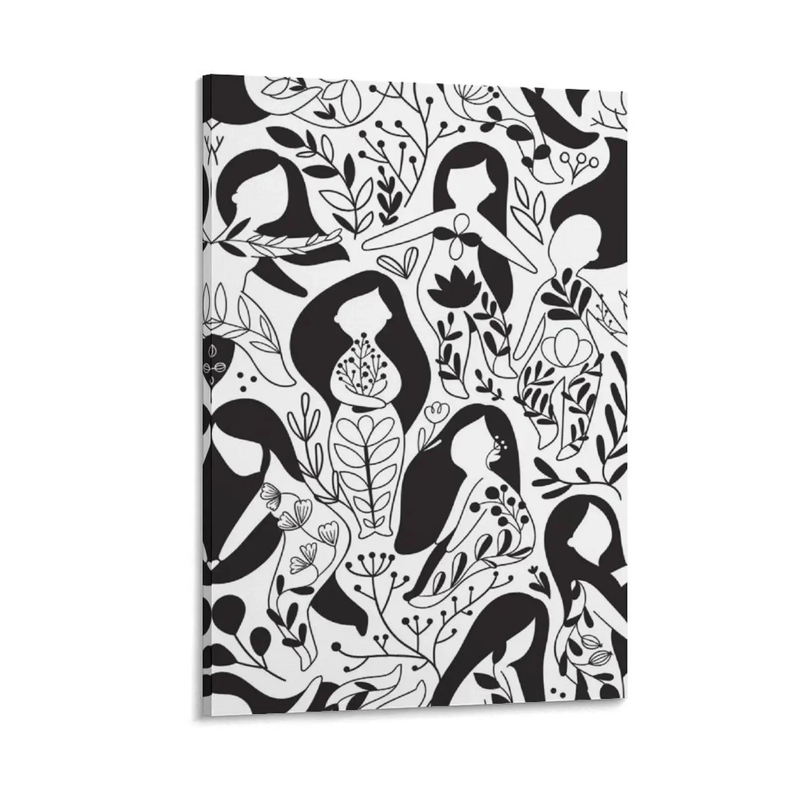 

Black and white floral sisterhood design. Beautiful summer art for girl, woman, mother, sister, friend Canvas Painting art