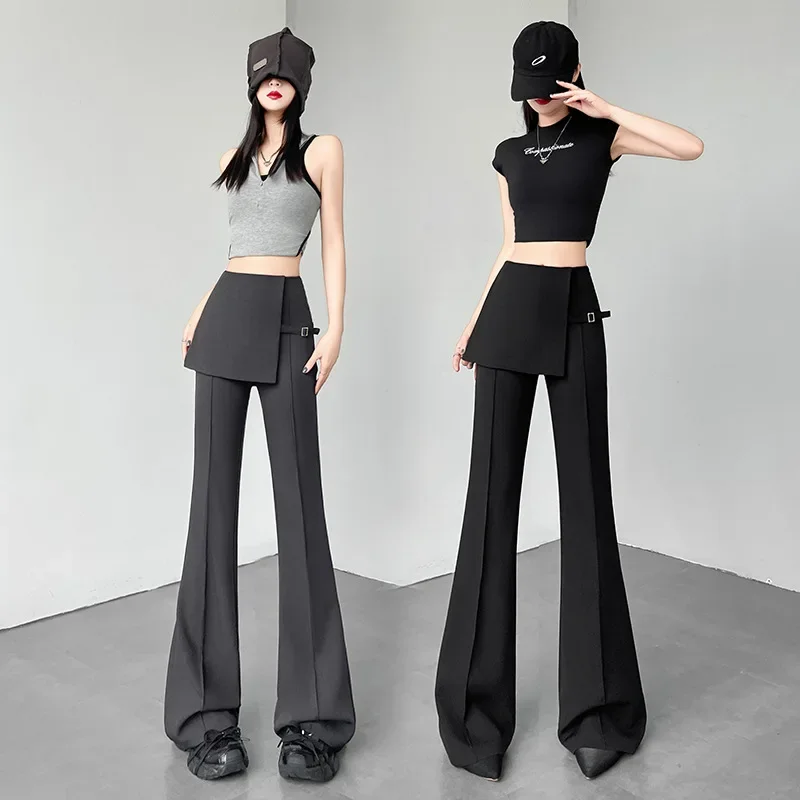 Koreanischen Stil Hohe Taille Abnehmen Casual Ausgestelltes Hosen frauen Sommer Neue Einteiliges Breite Bein Anzug Hosen Lose fit Hosen
