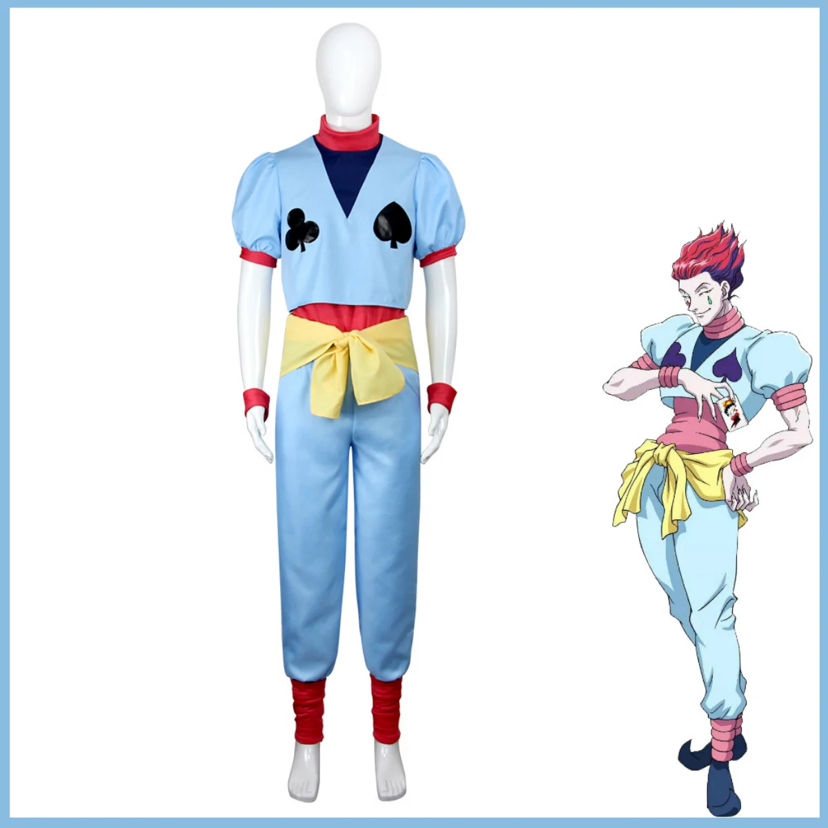 Anime HUNTER×HUNTER Hisoka Cosplay Costume Phantom Troupe No.4 Wig Blue Uniform Shoes Man Woman Carnival Christmas Suit