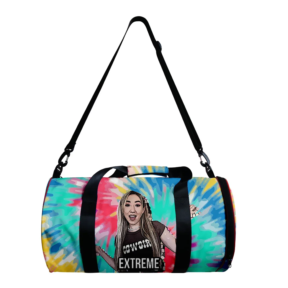 

Fashion Youthful Beki Fluffy 3D Printed Barrel Shape Crossbody Bag Outdoor Sports Bags Gym Yoga Bag Large Capacity Travel Bags