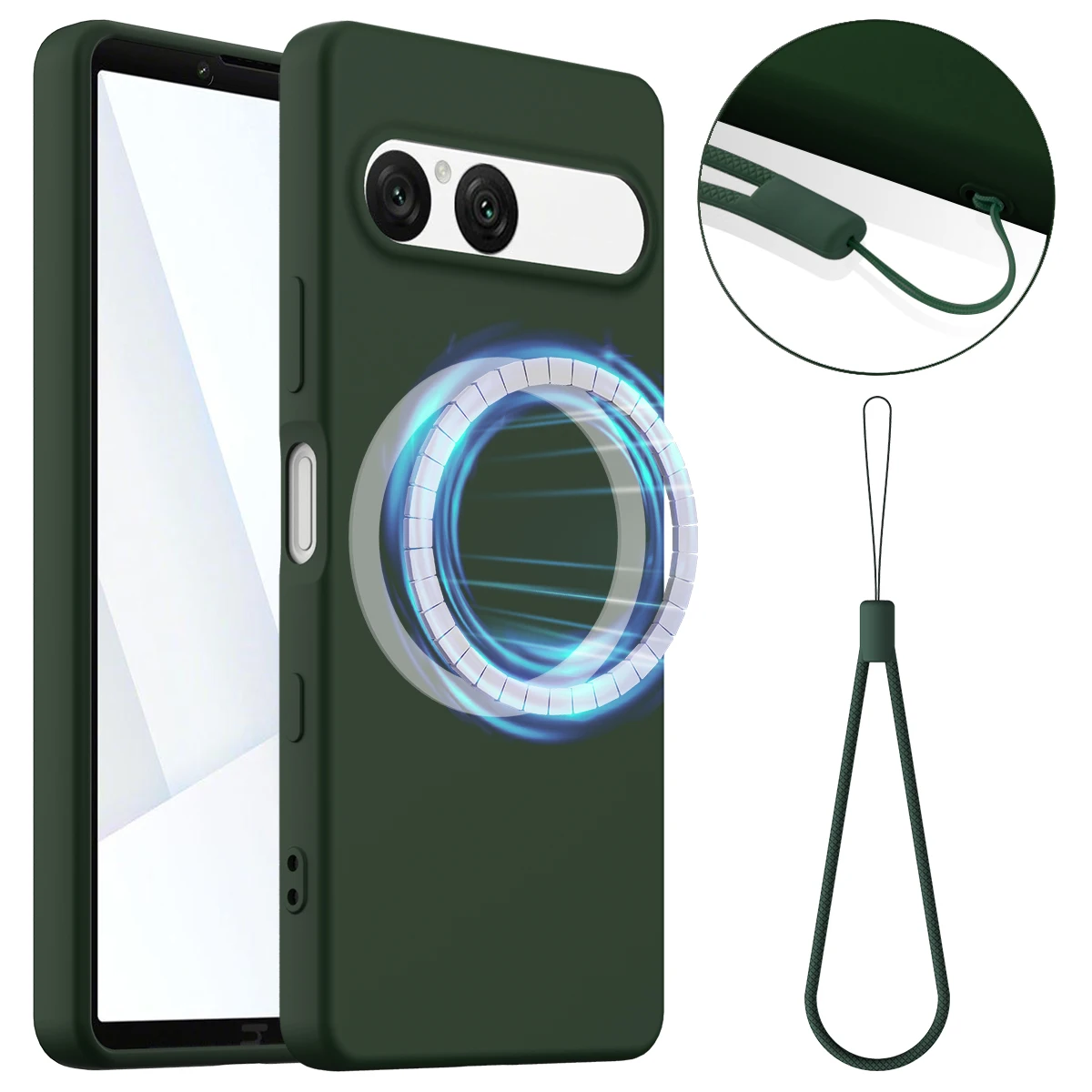 

Soft Liquid Silicone Magnetic Phone Case For Sony Xperia 10 VII 10 IV 10V 10VI, Skin Fleece Protect Cover Lanyard Retail Package