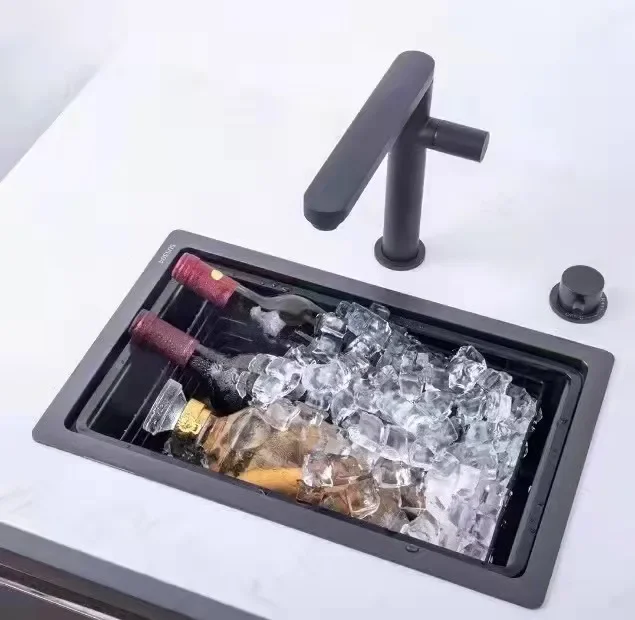 

-for New Sink Kitchen Sink Handmade Custom Stainless Steel With Hot And Cold Water Faucet Water Purifying And Draining Cover