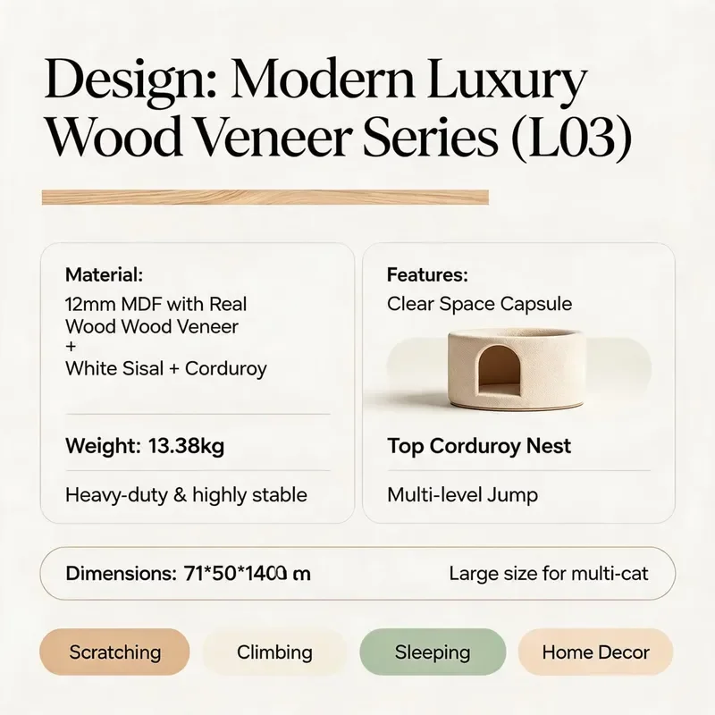 Luxury Modern Wooden Cat Tower Space Capsule Large Four Story House Sisal Scratch Board Pet Furniture Wholesale Modern Luxury