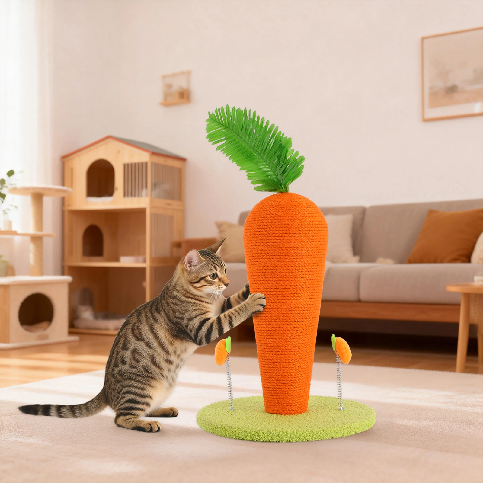 

Когтеточка-лазалка для кошек, большая 30x40 см, в форме моркови, с игрушками, мебель для домашних животных, для кошек, живущих в помещении